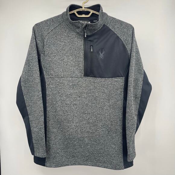 Spyder Fleece lined Pullover, Sweater, 1/2 Zip, Warm, Charcoal, Black Men's XXL - Picture 1 of 8